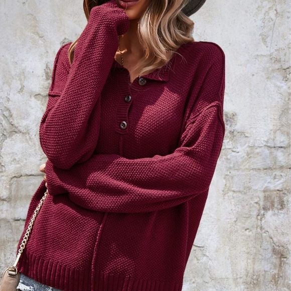 Solid Long Sleeve Sweater - Picture 1 of 2